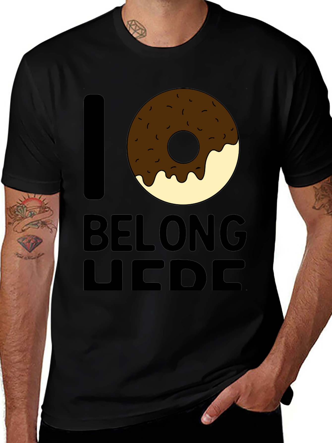 Variant 18 of I Donut Belong Here Black Graphic Tee
