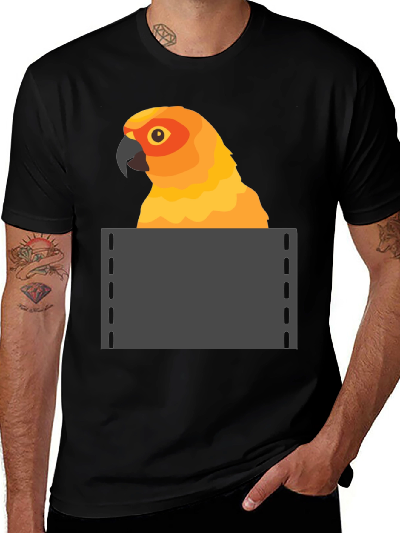 Variant 29 of Parrot in Pocket Graphic Tee - Fun Animal T-Shirt