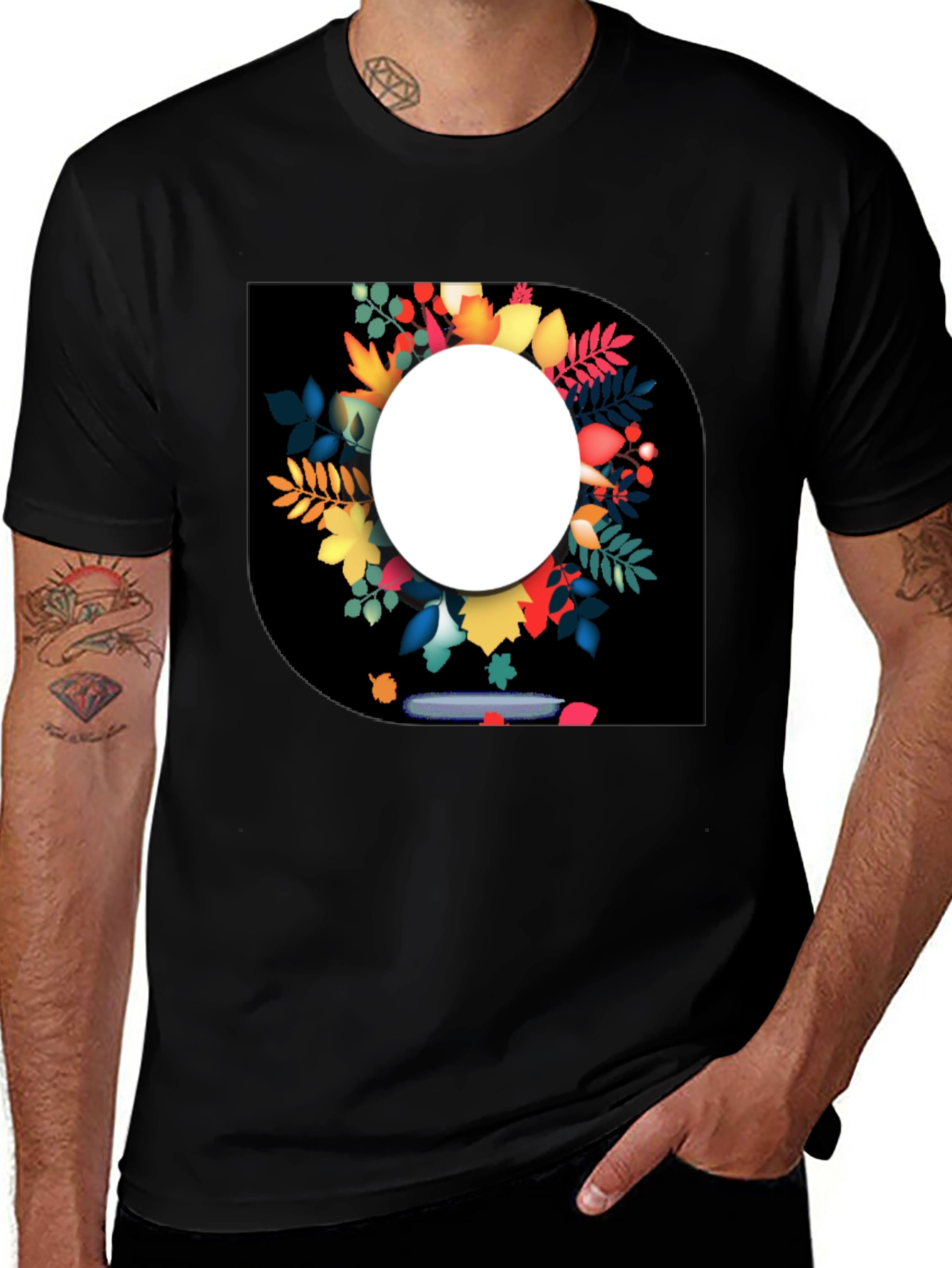 Variant 20 of Autumn Leaves Graphic Black T-Shirt for Men