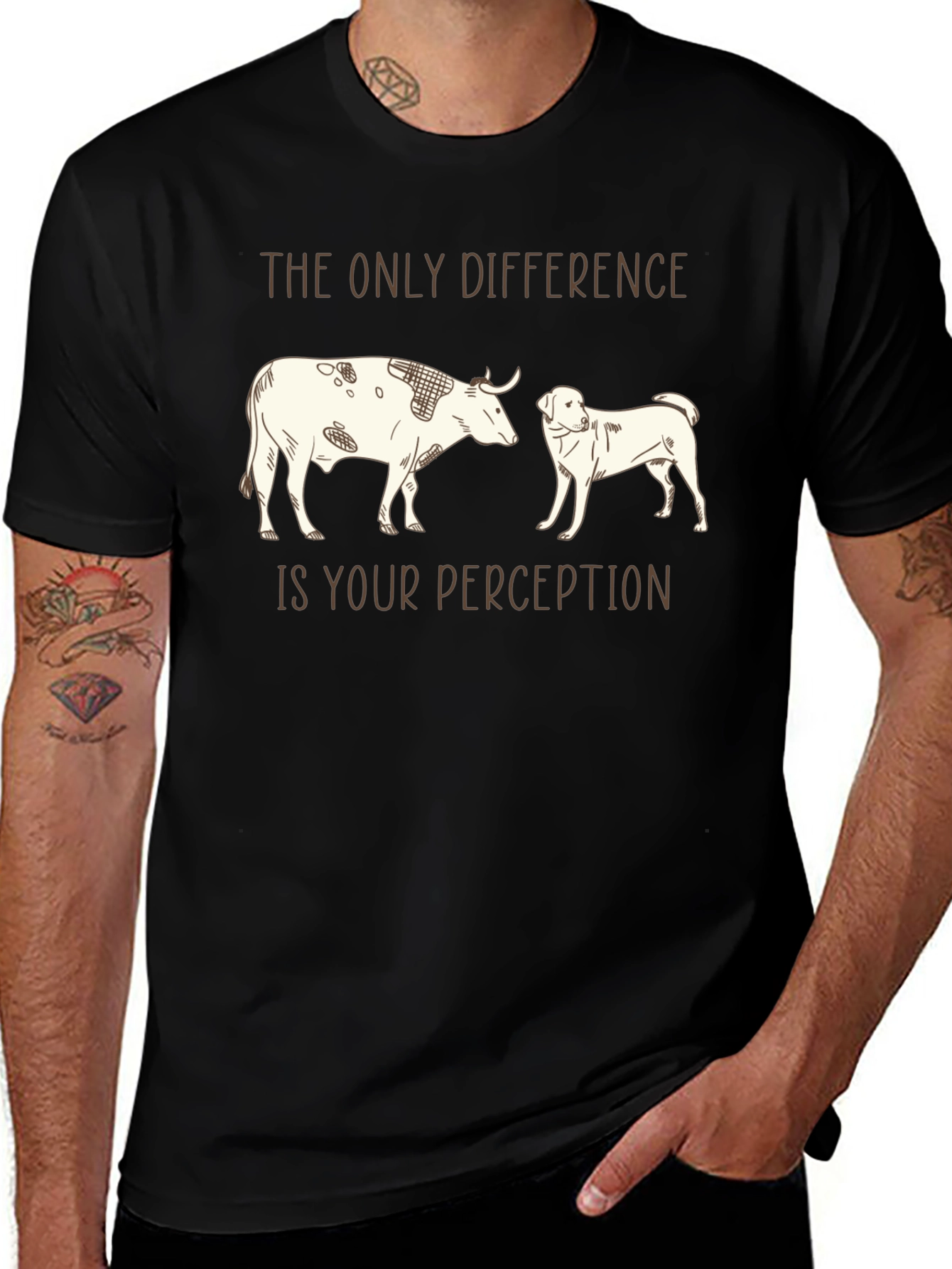 Variant 7 of Perception Tee: Cow & Dog Graphic T-Shirt