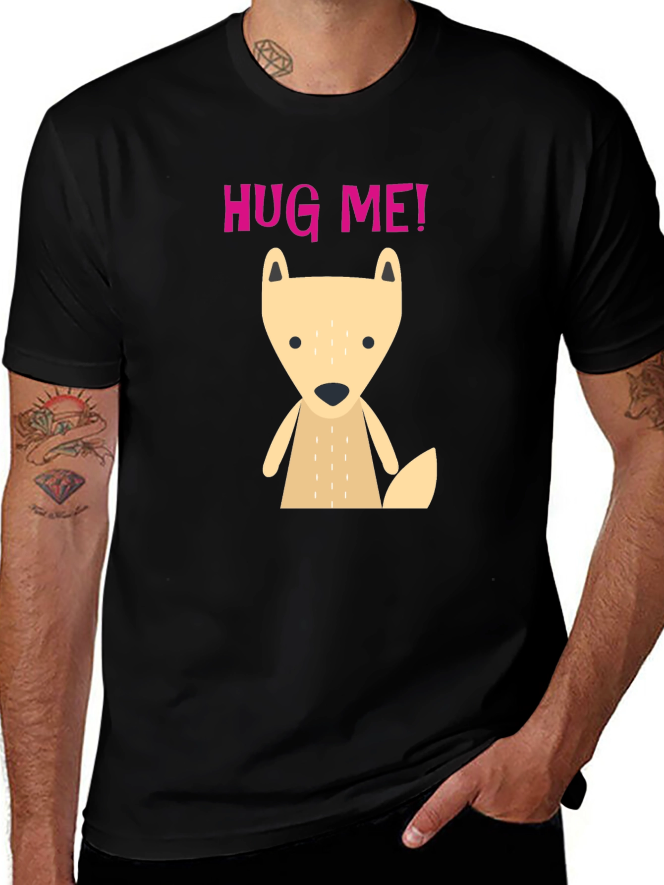 Cute Cartoon Fox Hug Me! Graphic T-Shirt