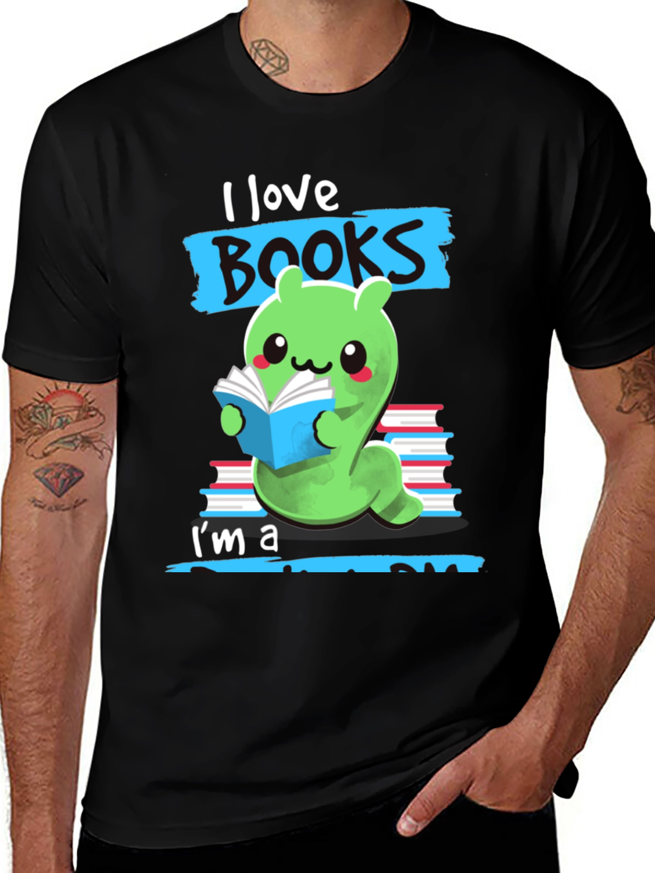 Variant 9 of I Love Books Worm T-Shirt