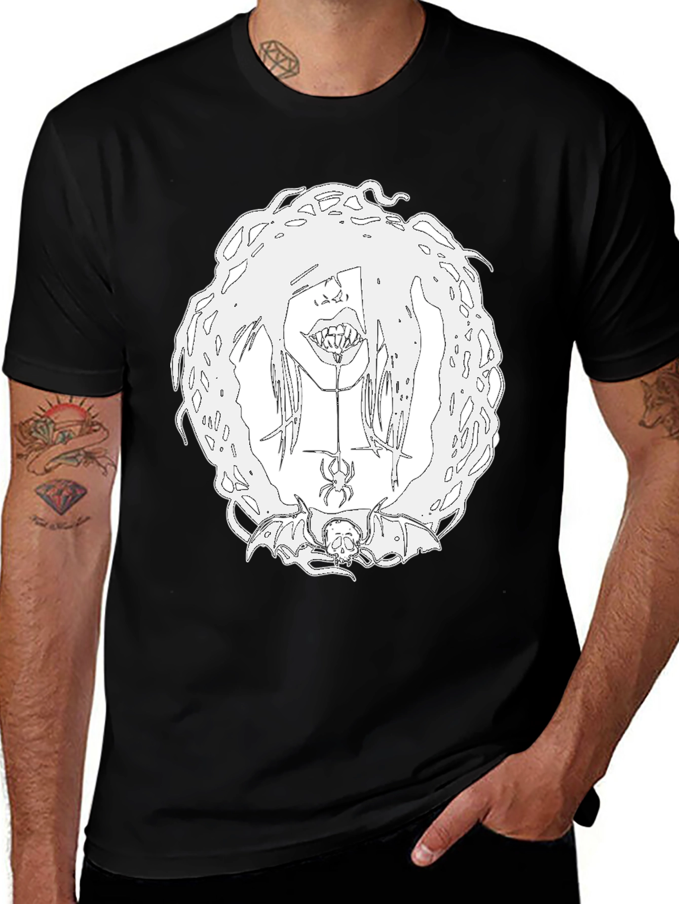Variant 9 of Creepy Cool Graphic Tee - Black Unisex T-Shirt