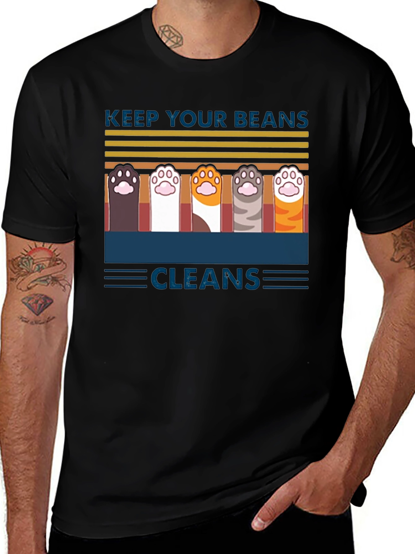 Variant 19 of Keep Your Beans Clean T-Shirt | Cute Cat Paw Design