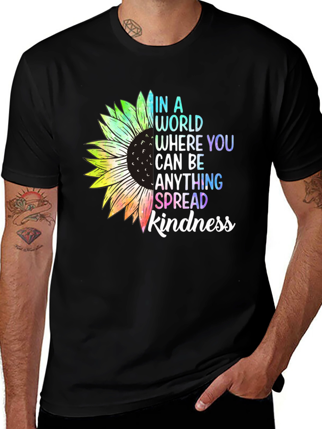 Variant 13 of Spread Kindness Sunflower Graphic Tee - Black