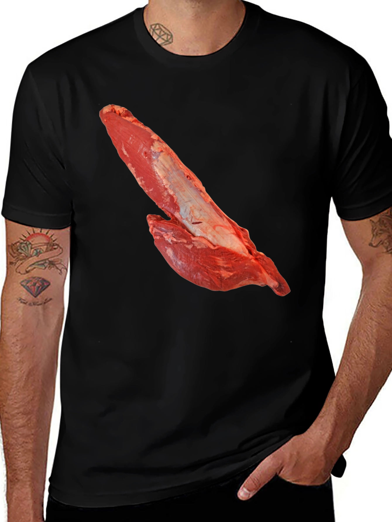 Beef Tenderloin Graphic Tee - Black Cotton