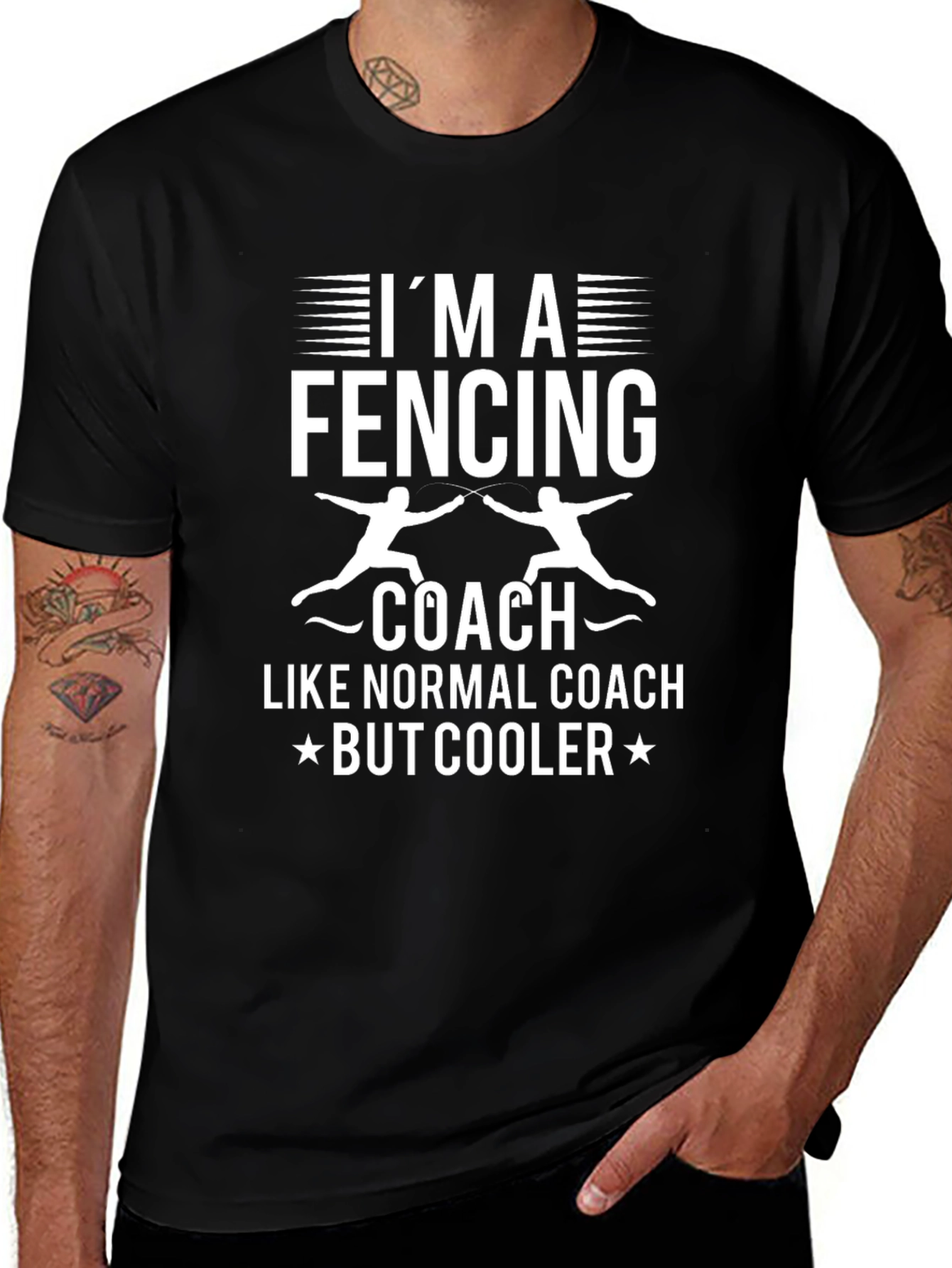 Variant 19 of Fencing Coach Graphic Tee - Black Cotton T-Shirt
