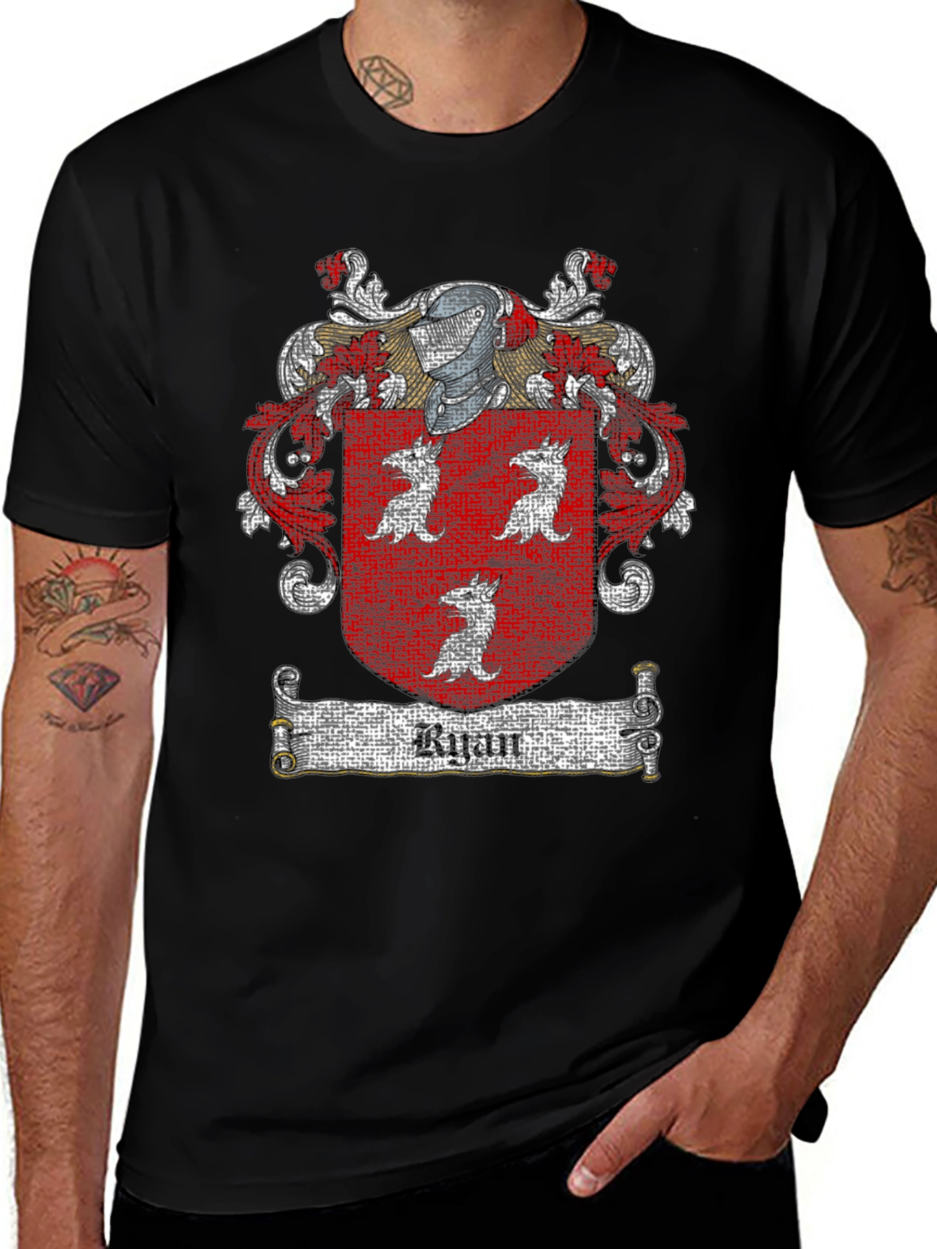 Ryan Family Crest Black T-Shirt
