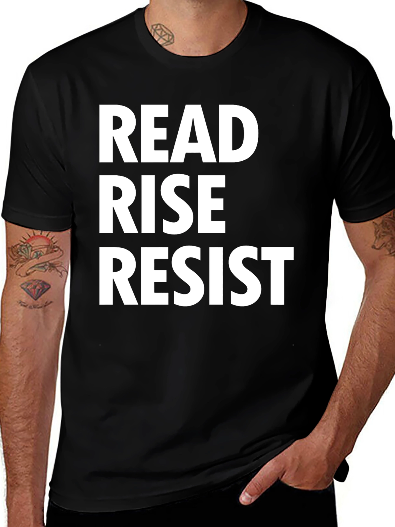 Variant 18 of Read Rise Resist Graphic Tee - Black