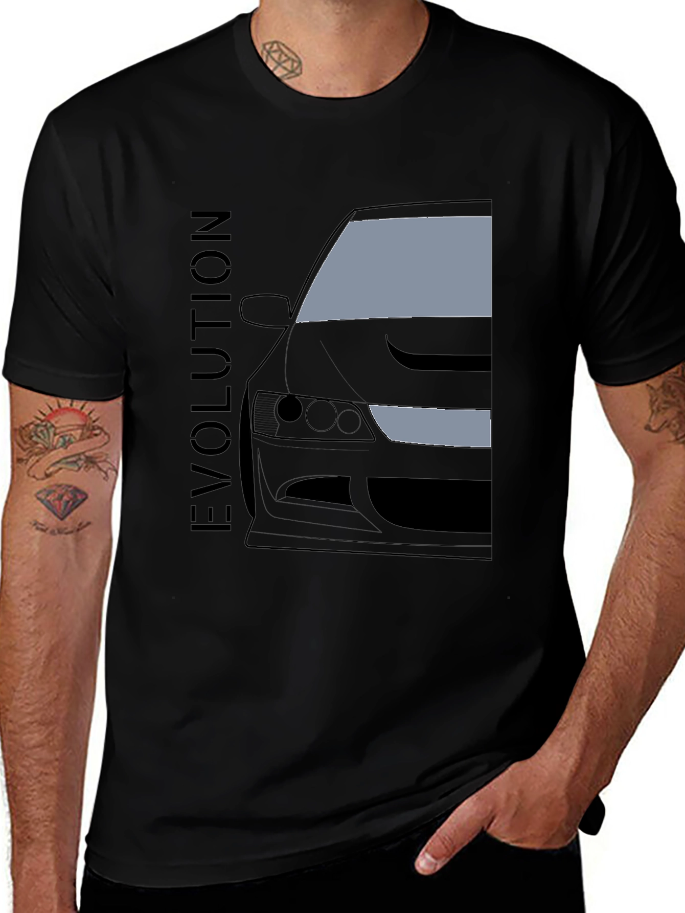 Variant 21 of Evolution Car Graphic Tee - Black Cotton T-Shirt