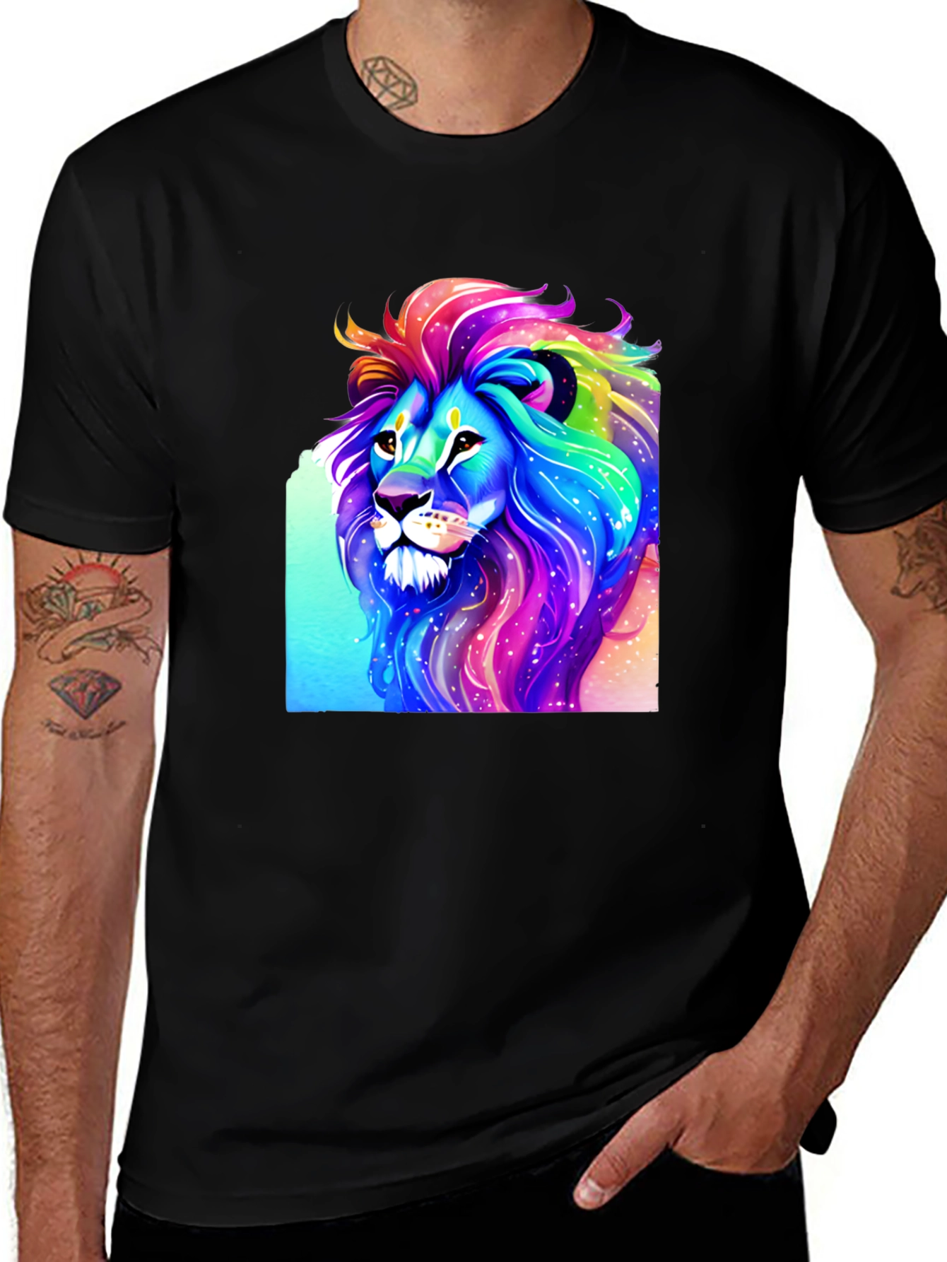 Variant 25 of Rainbow Lion Graphic Tee - Colorful Statement Shirt
