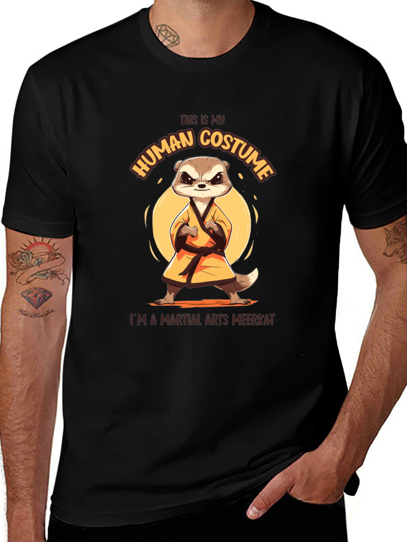 Variant 9 of Martial Arts Meerkat T-Shirt - Human Costume Funny Tee