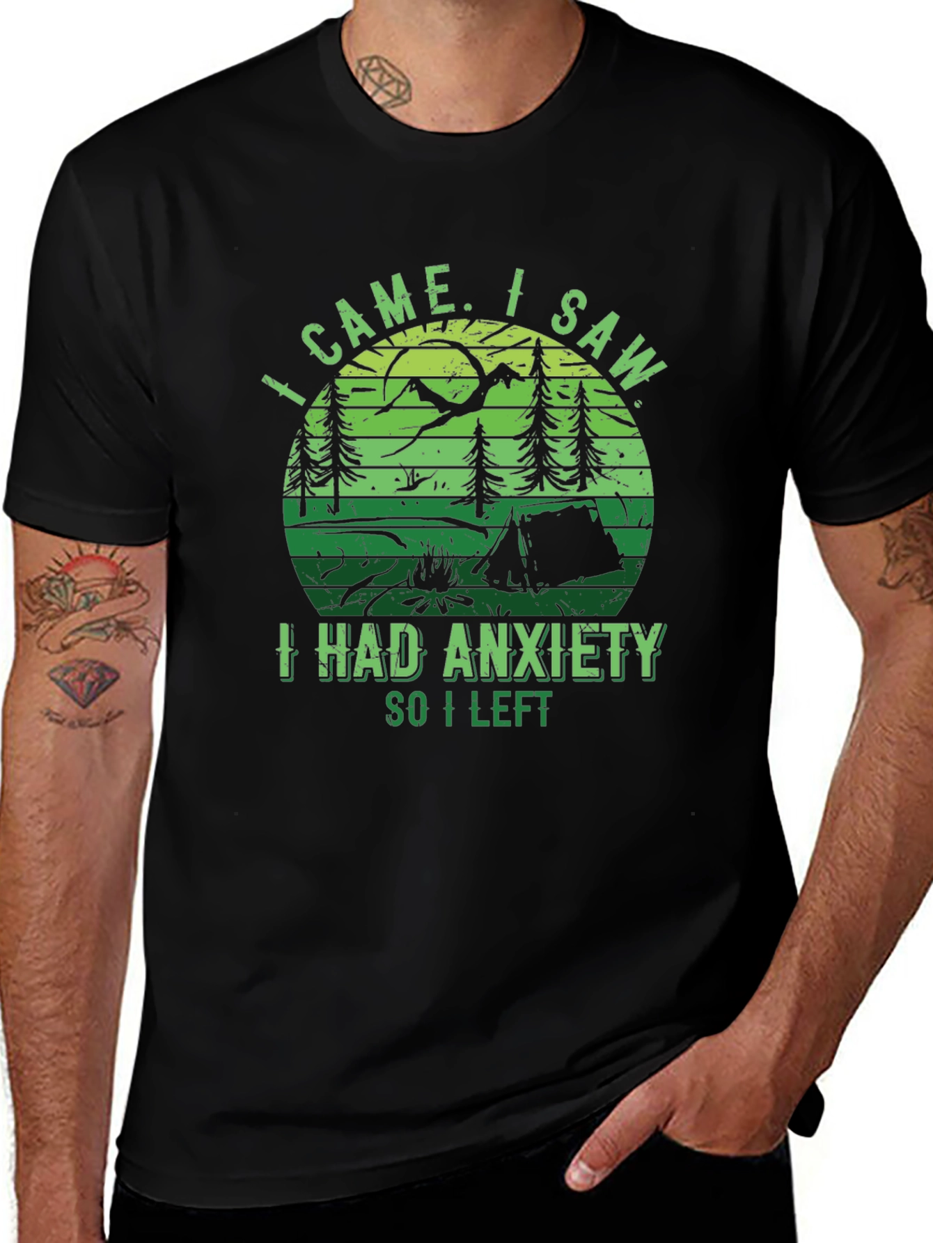Variant 7 of Anxiety Camping T-Shirt - I Came I Saw I Left Tee