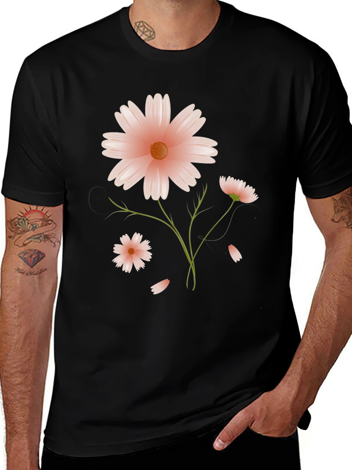 Variant 21 of Floral Print Black T-Shirt