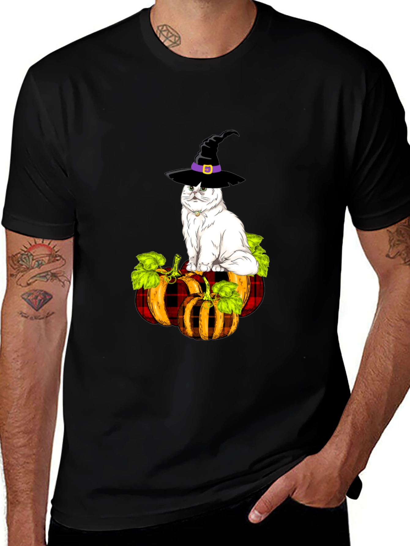 Variant 2 of Cat Witch Pumpkin T-Shirt - Halloween Apparel
