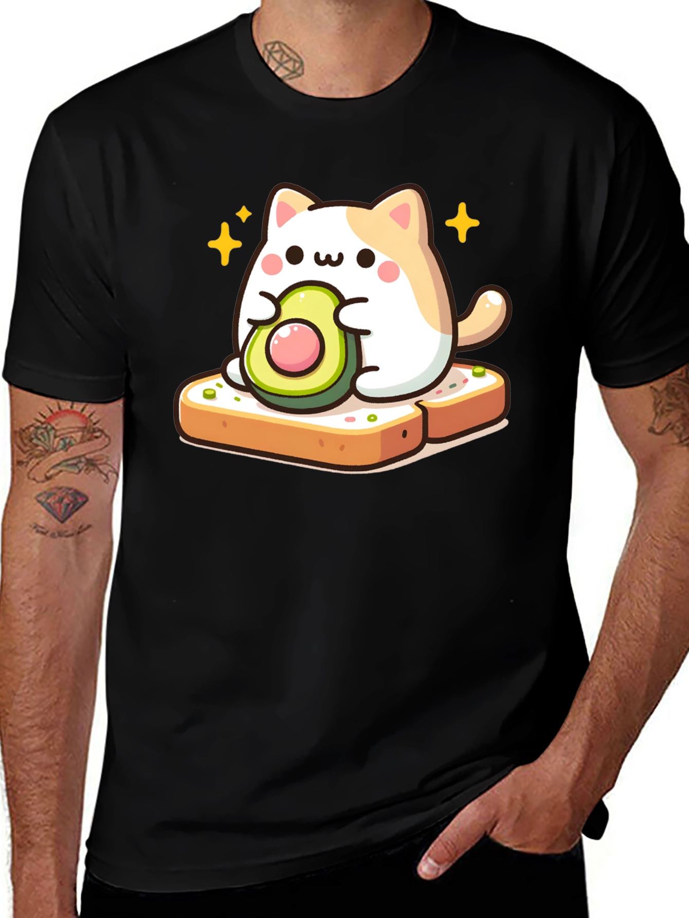 Variant 23 of Cute Avocado Toast Cat Graphic Tee