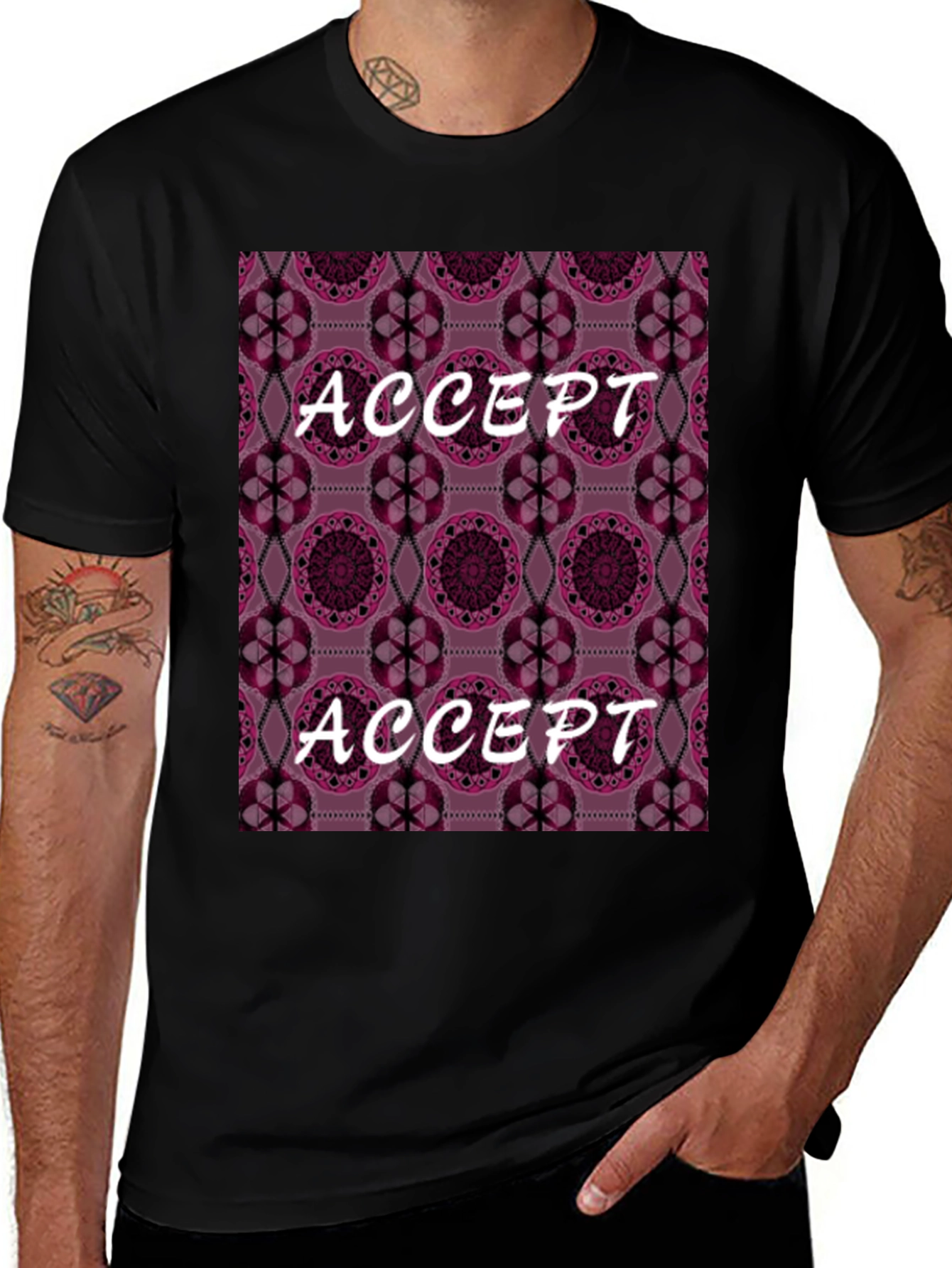 Accept Patterned Graphic Tee