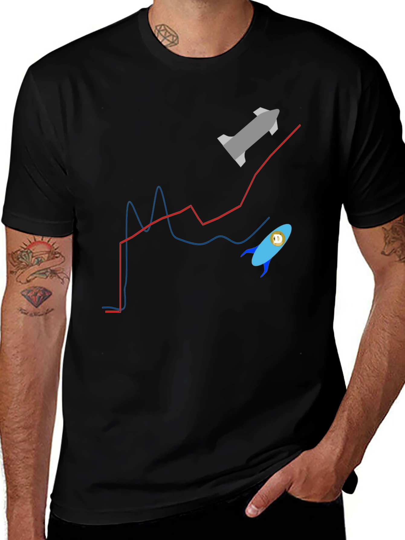 Variant 14 of Rocket Launch Graphic Tee - Men's Black T-Shirt