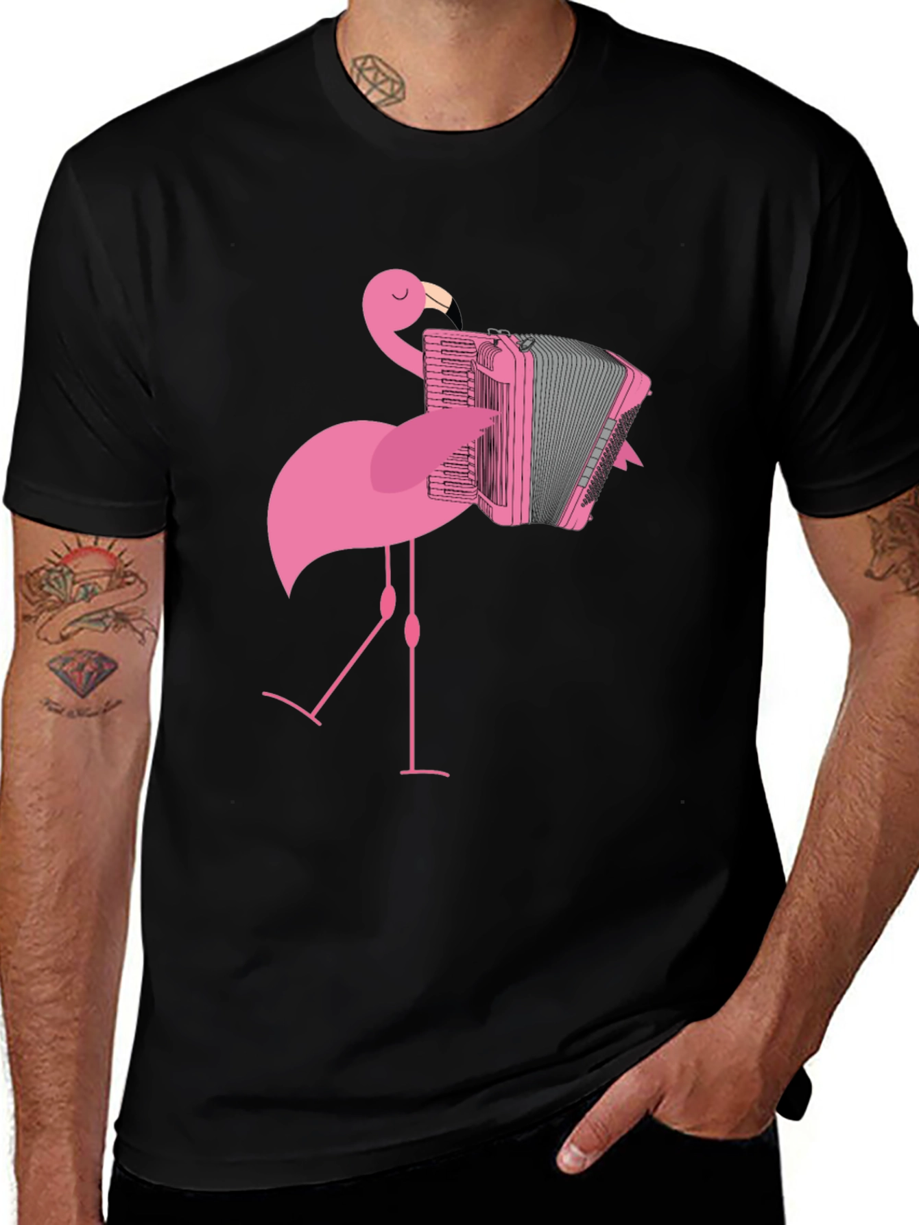 Flamingo Accordion Black T-Shirt
