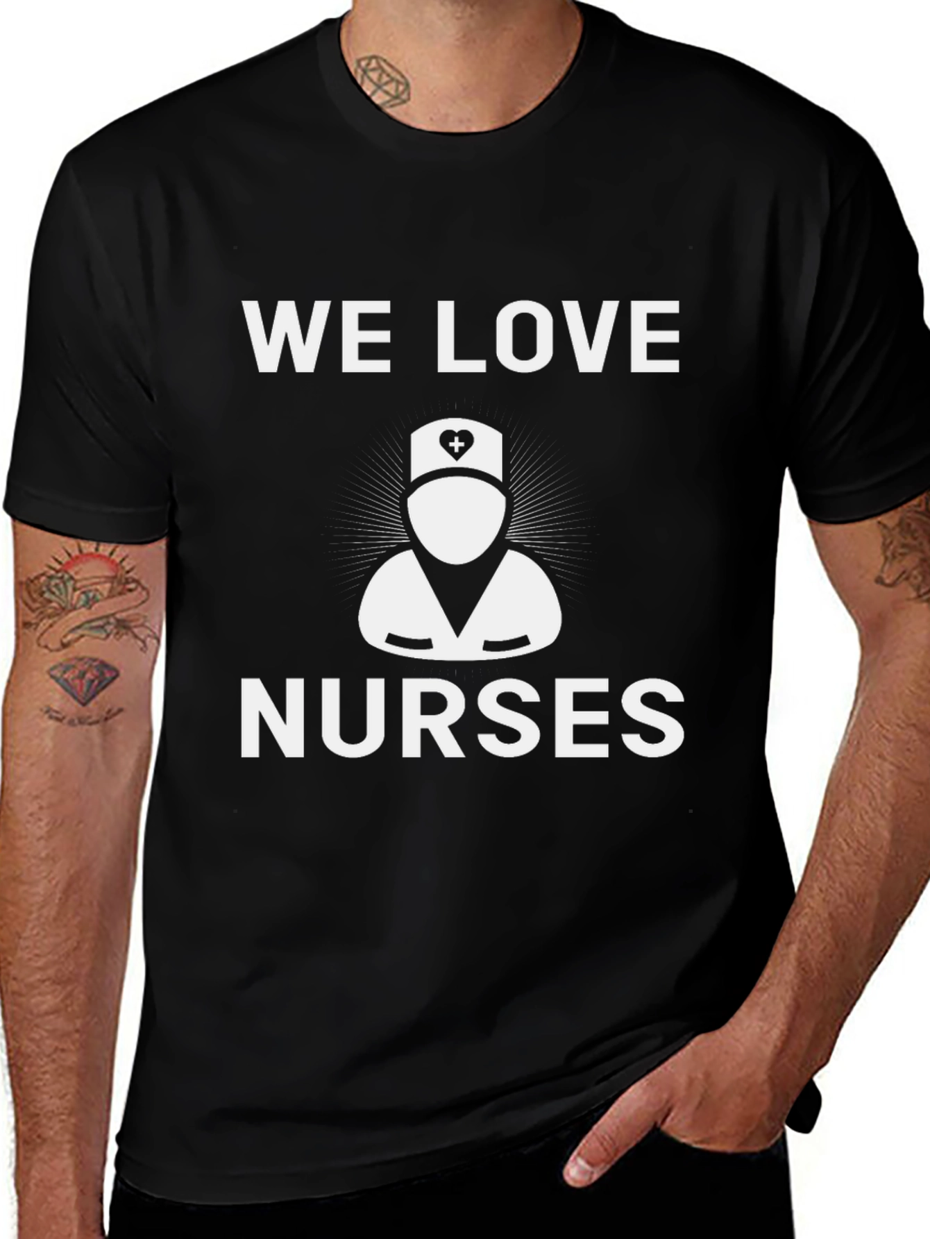 Variant 21 of We Love Nurses Graphic T-Shirt - Black