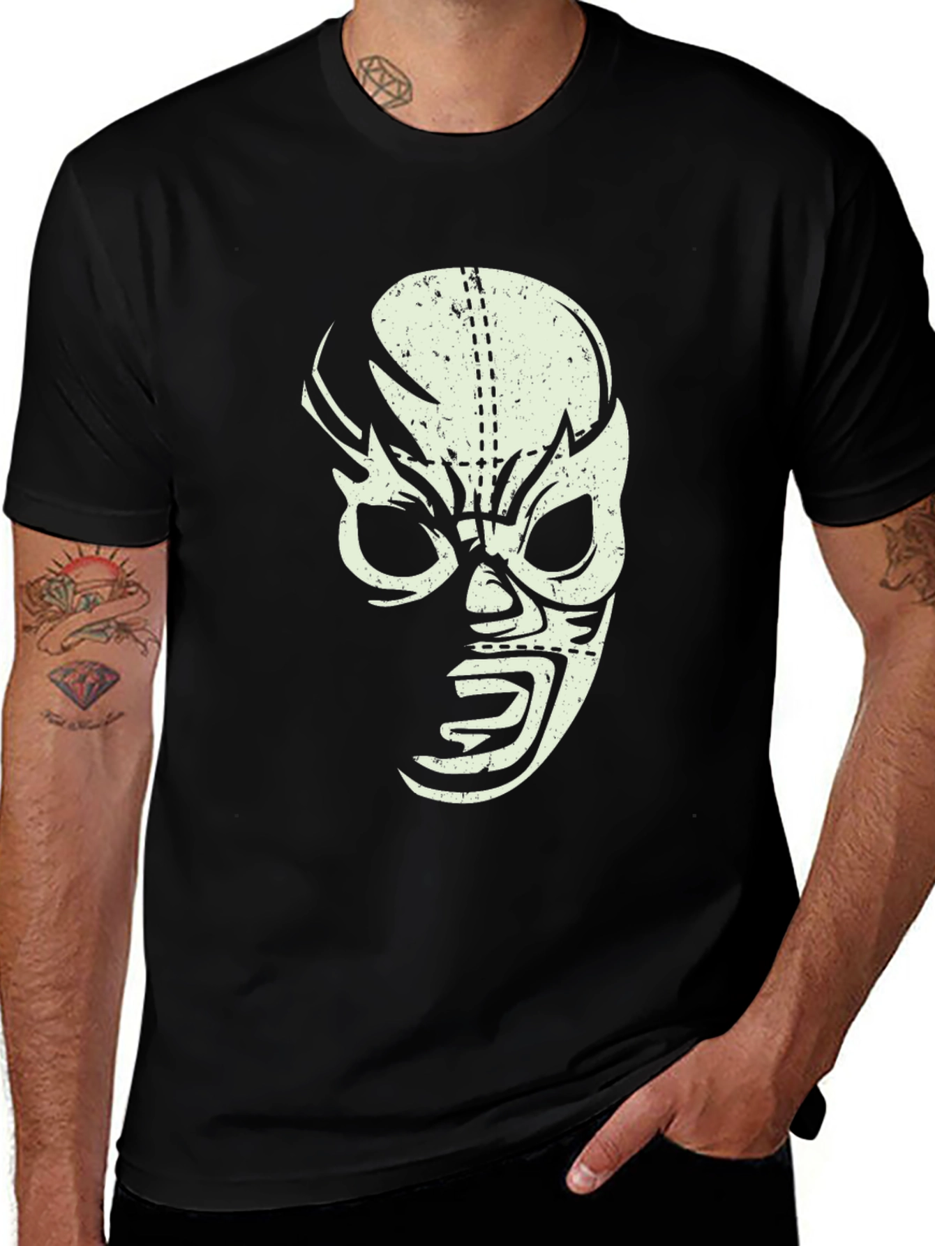 Variant 3 of Lucha Libre Mask Graphic T-Shirt - Black