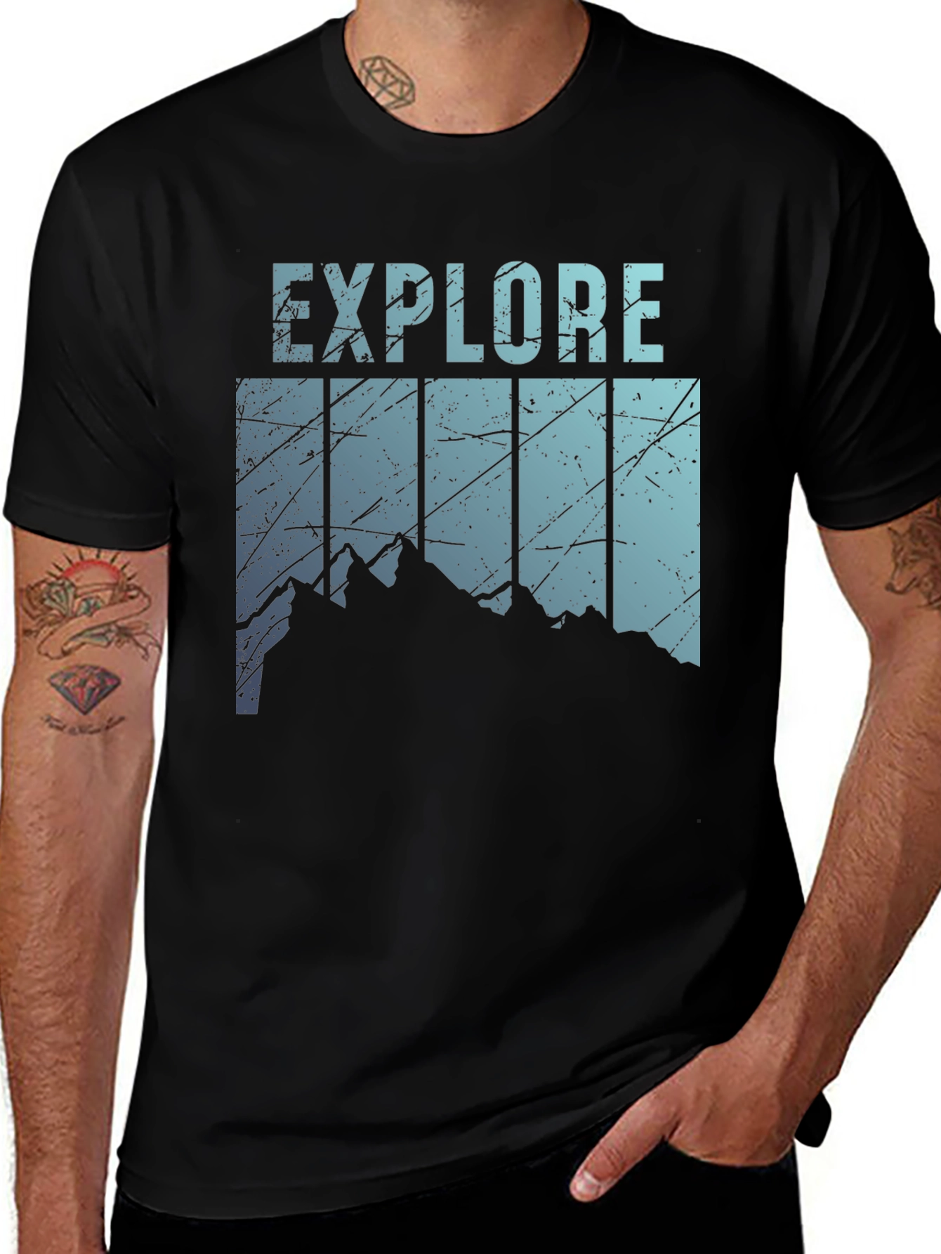 Variant 27 of Explore Mountain Graphic Tee - Black