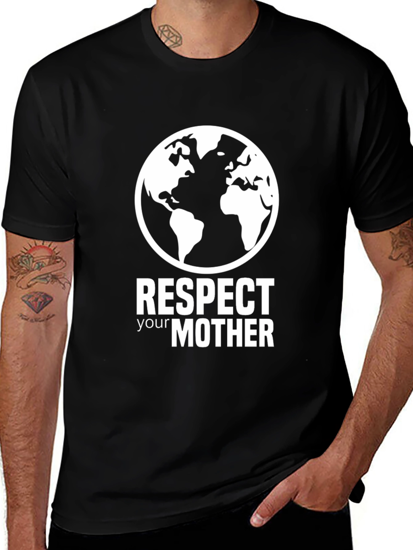 Variant 19 of Respect Your Mother Earth T-Shirt Black