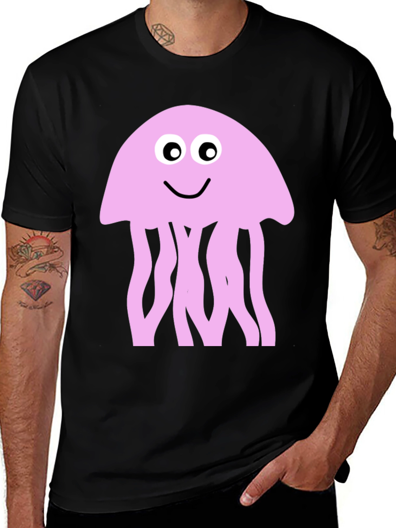 Variant 4 of Jellyfish Graphic Tee - Black Cotton T-Shirt