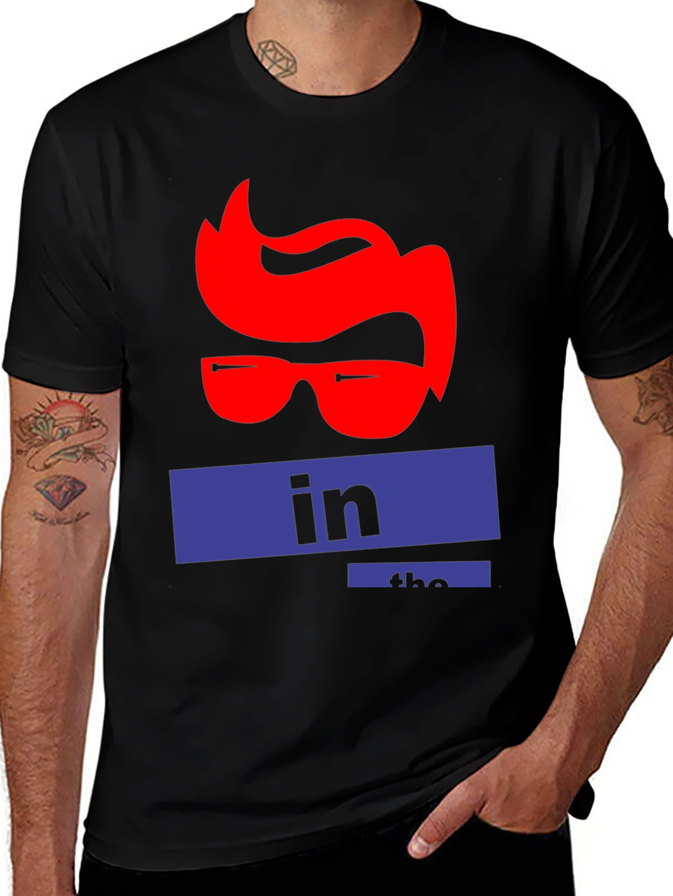 Variant 22 of Cool Graphic Tee: Red Hair & Glasses Design