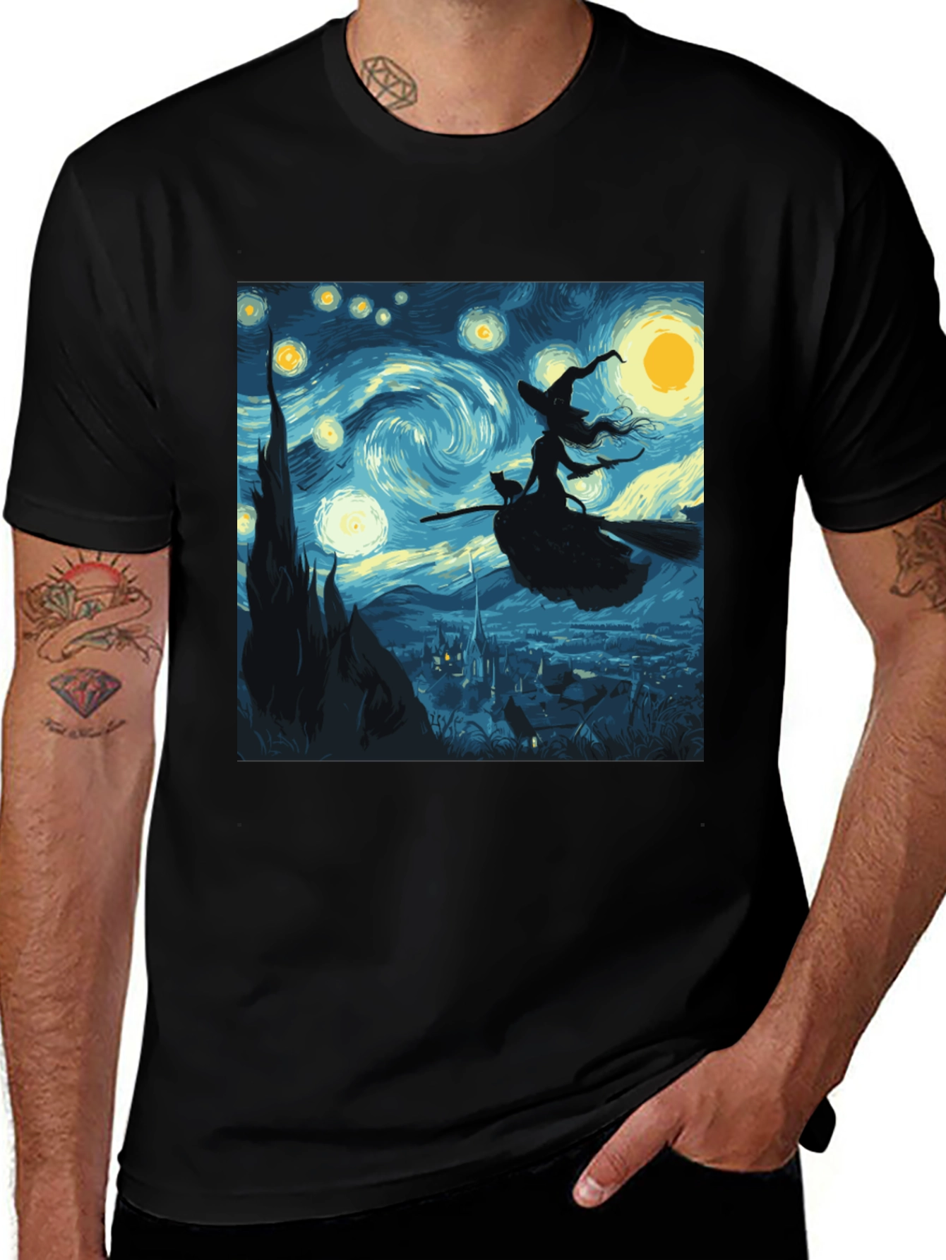 Black Starry Night Witch T-Shirt main image