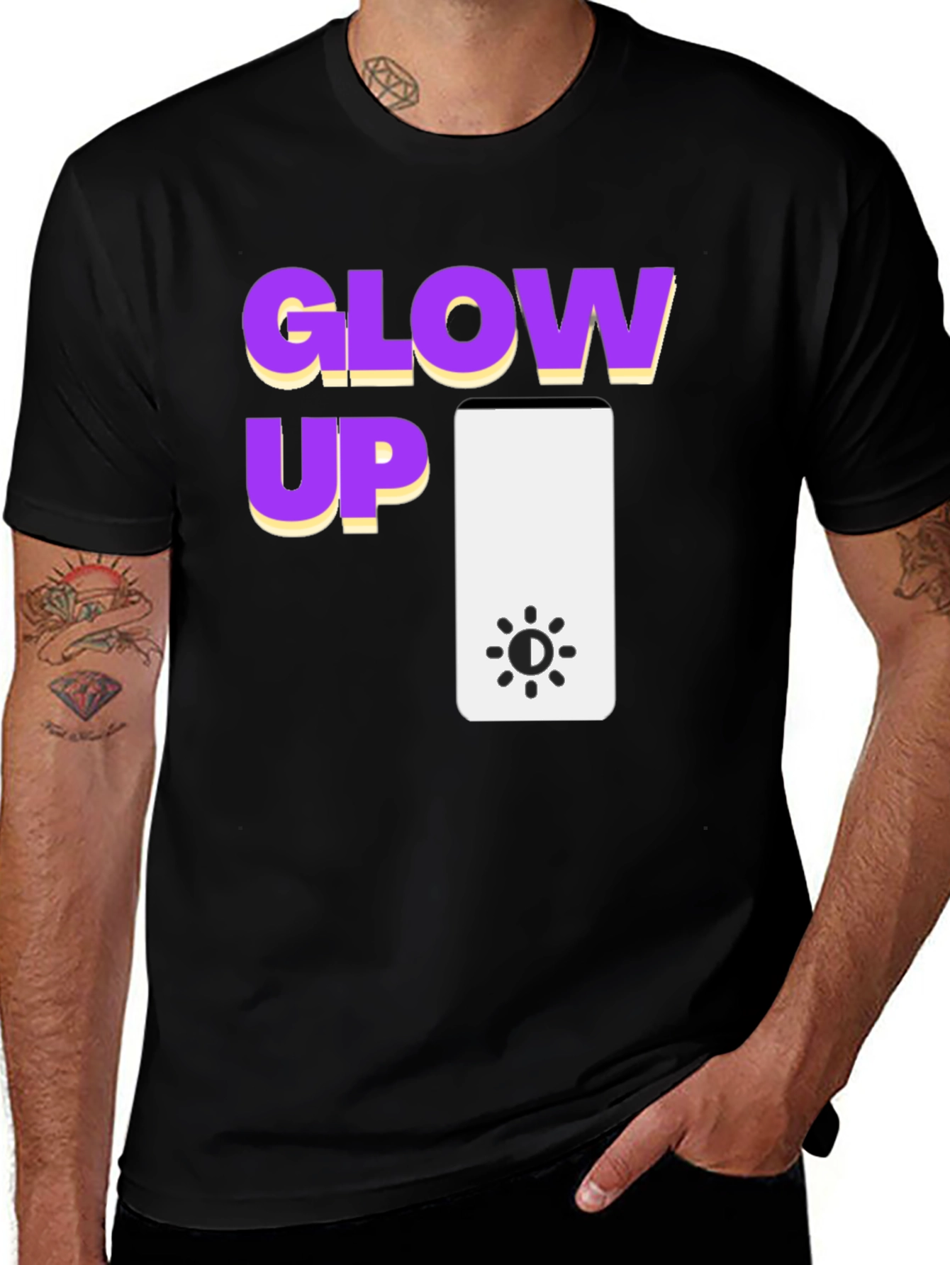 Variant 30 of Glow Up Graphic Tee - Black Cotton T-Shirt