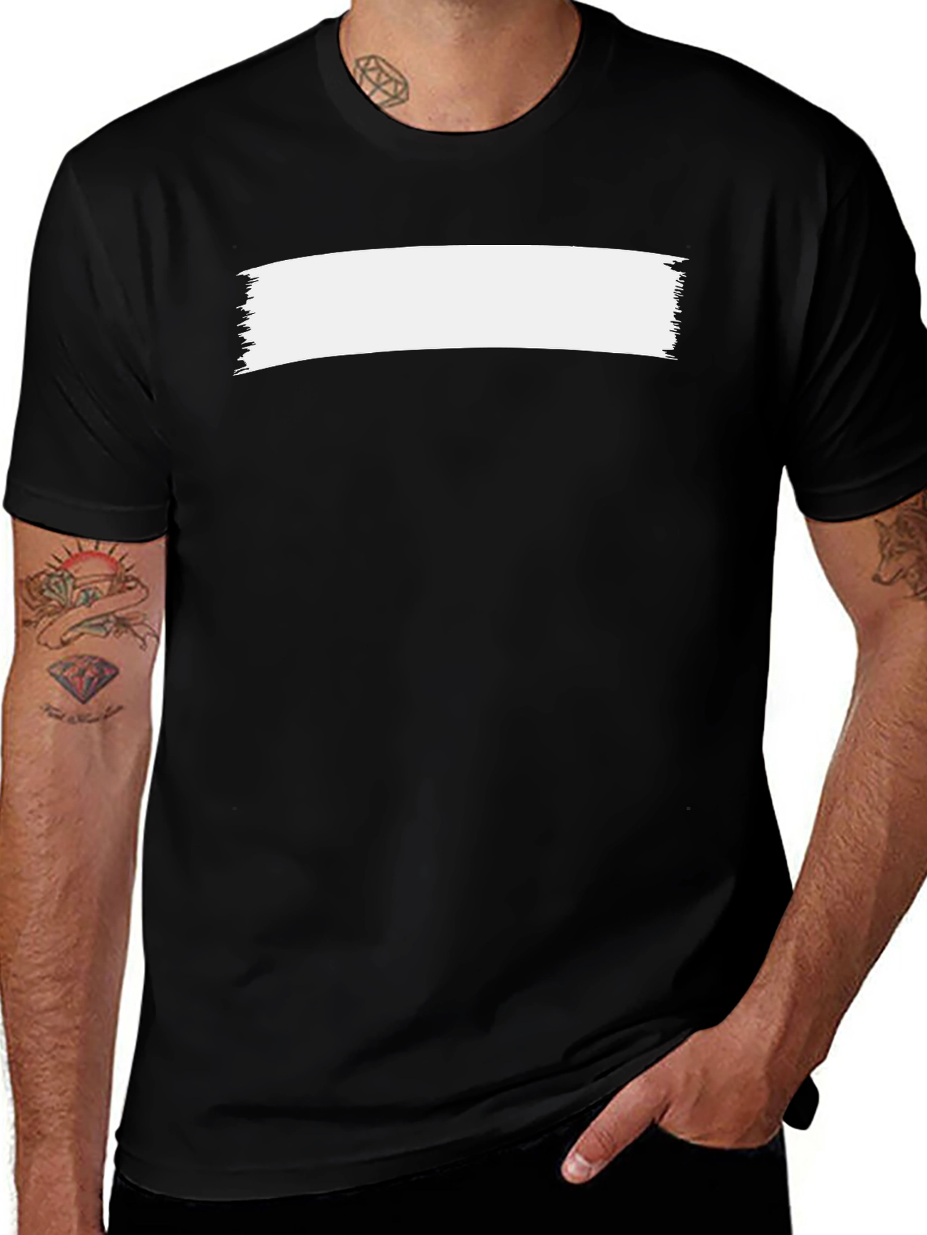 Variant 15 of Men's Black Crewneck T-Shirt with Graphic 