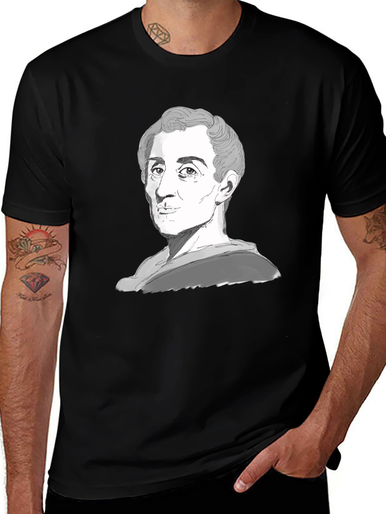 Variant 30 of Montesquieu Portrait Graphic Tee - Black T-Shirt