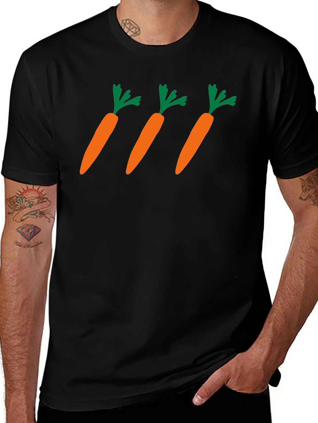 Variant 25 of Carrot Pattern Black T-Shirt