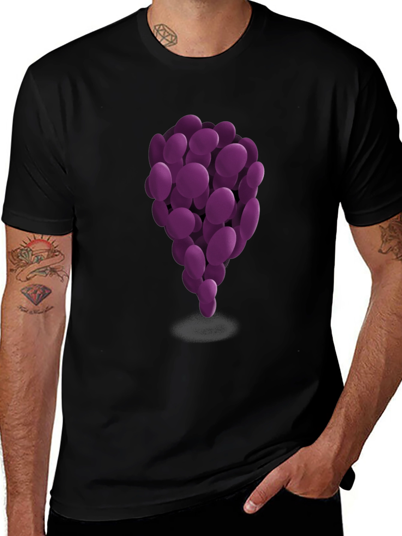 Variant 5 of Purple Grapes Graphic Black T-Shirt