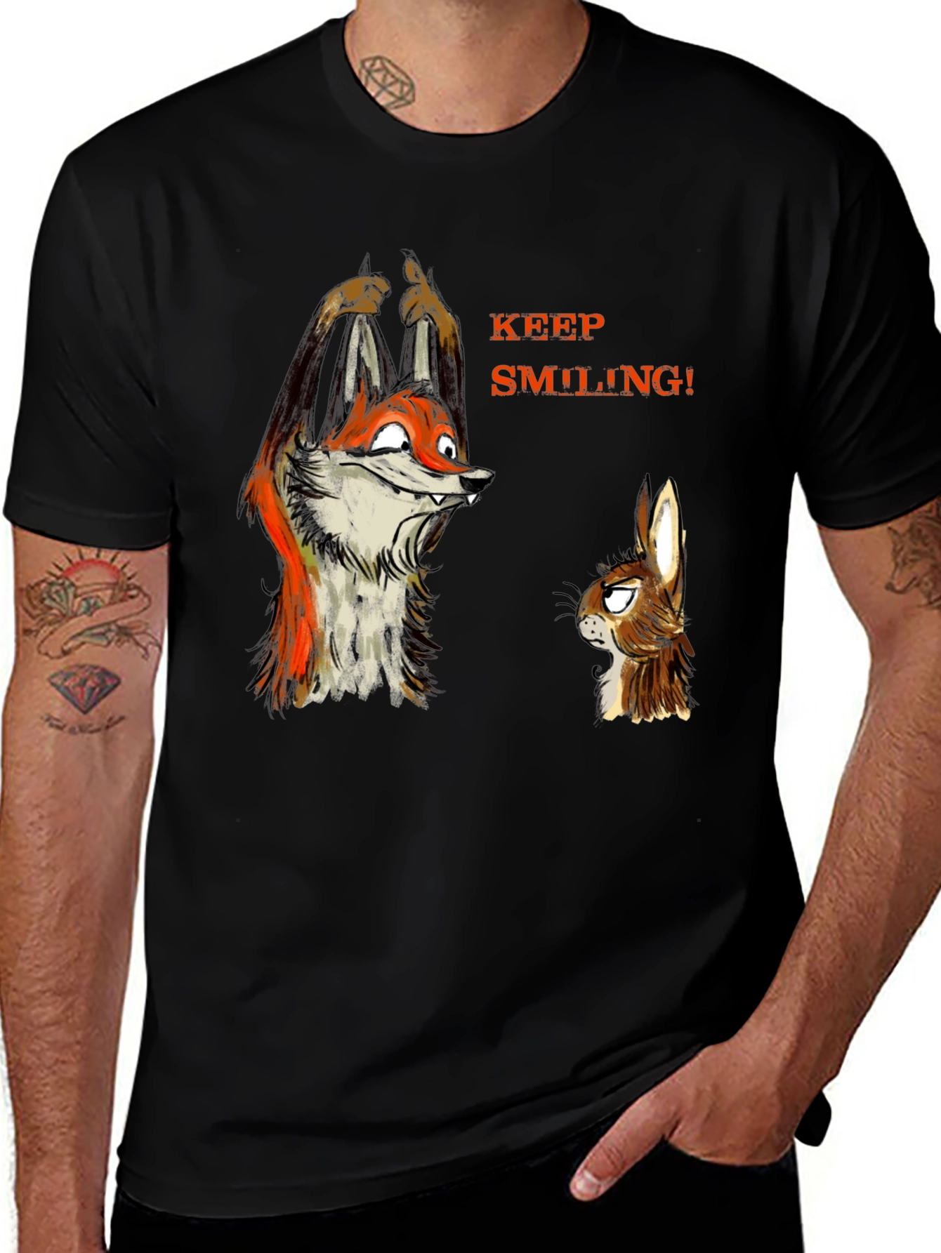 Variant 29 of Keep Smiling Fox & Rabbit Graphic T-Shirt