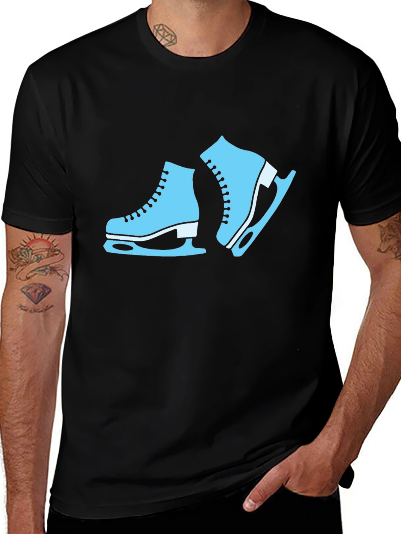 Variant 15 of Ice Skate Graphic Tee - Black Cotton Shirt