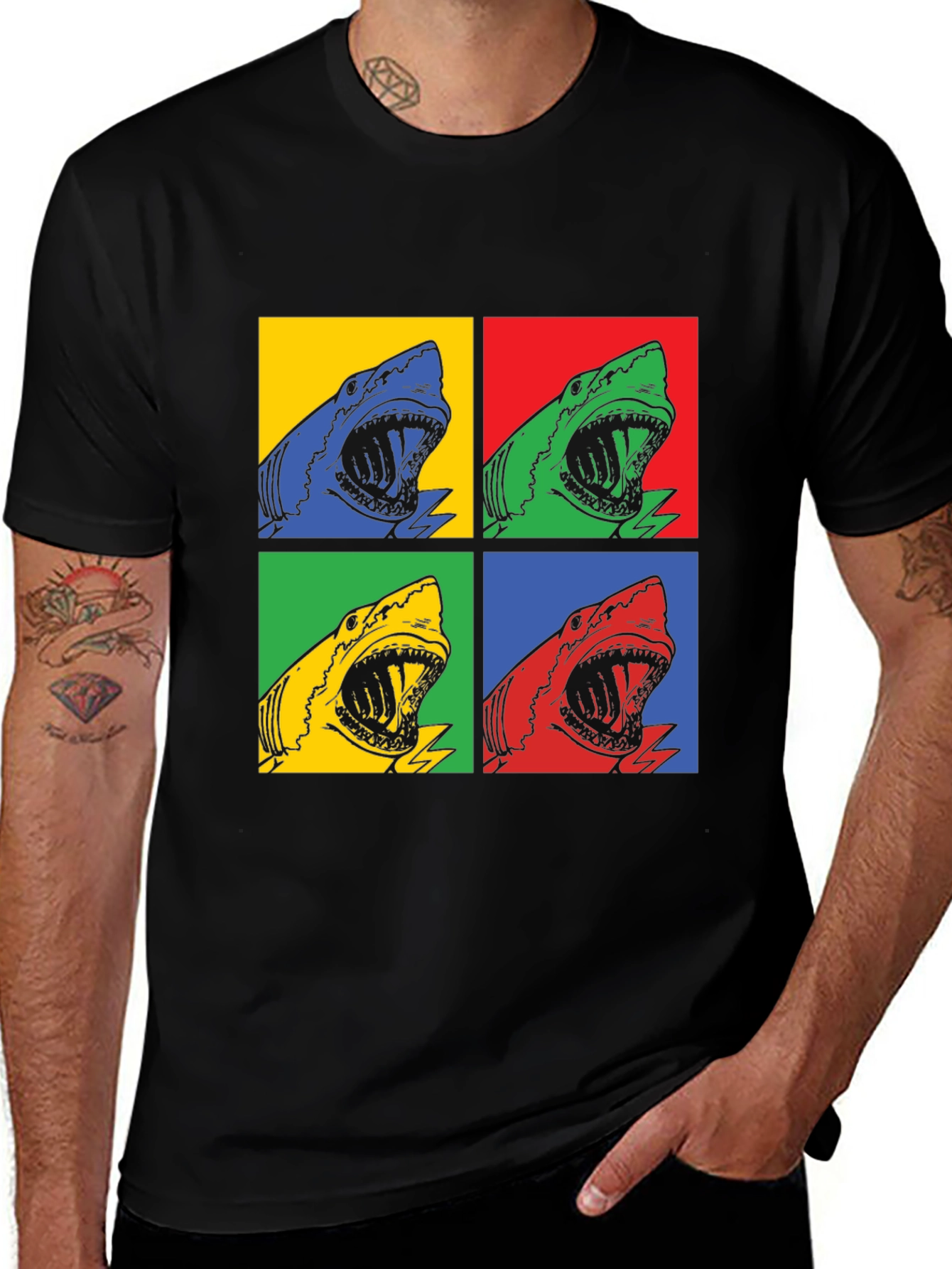 Variant 21 of Pop Art Shark T-Shirt - Colorful Graphic Tee