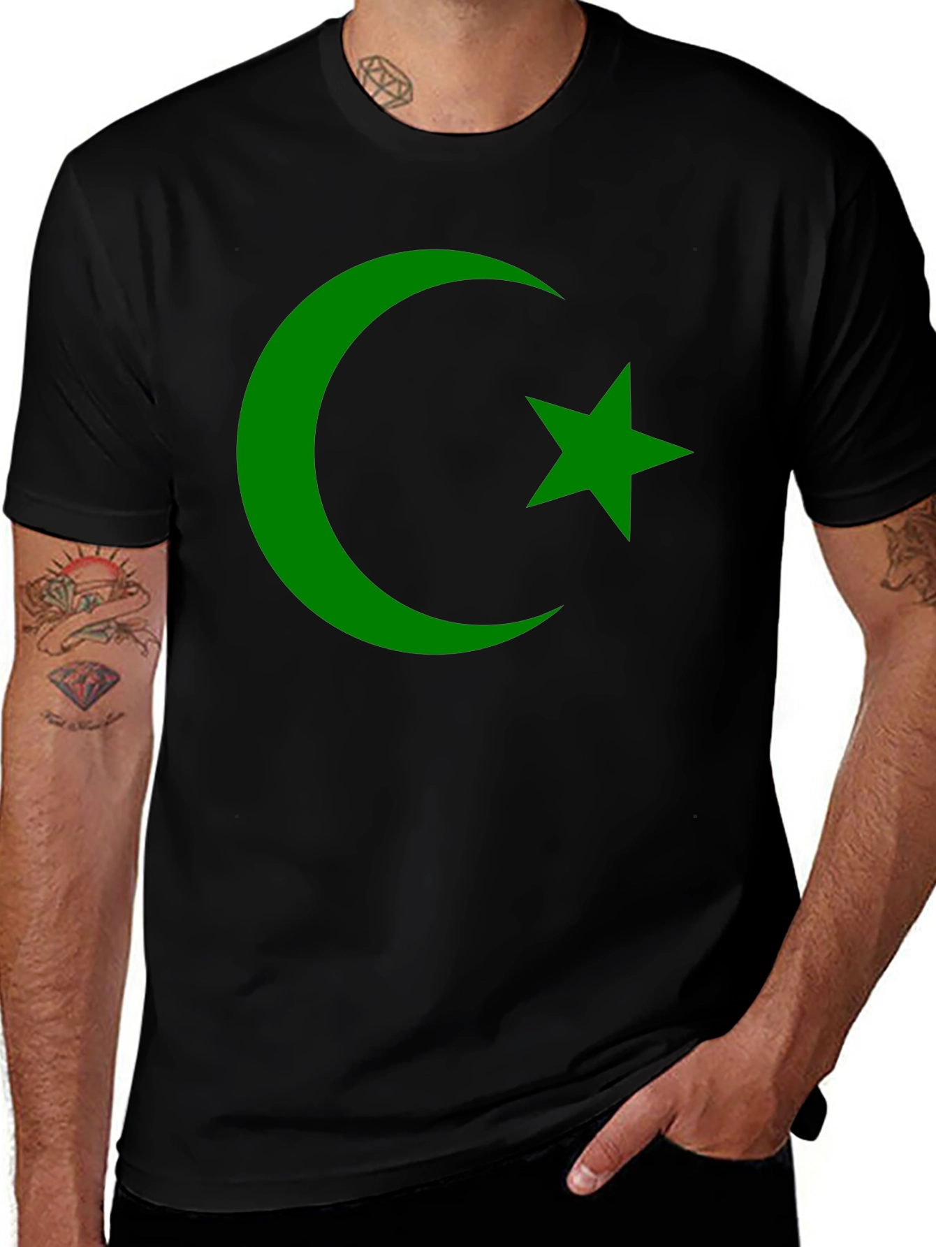 Variant 11 of Crescent Star T-Shirt - Modern Islamic Style