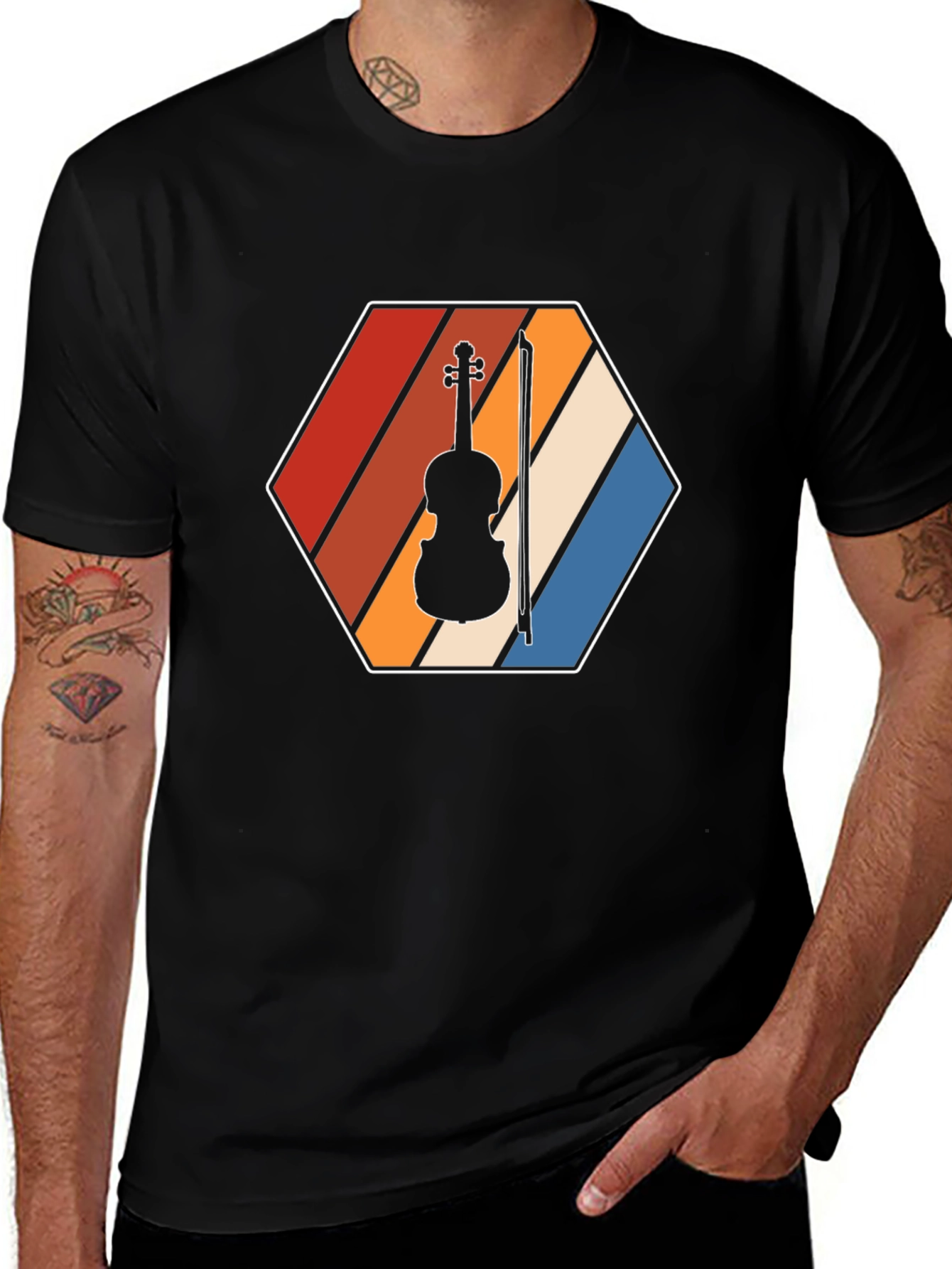 Variant 19 of Retro Violin T-Shirt - Music Lover Tee