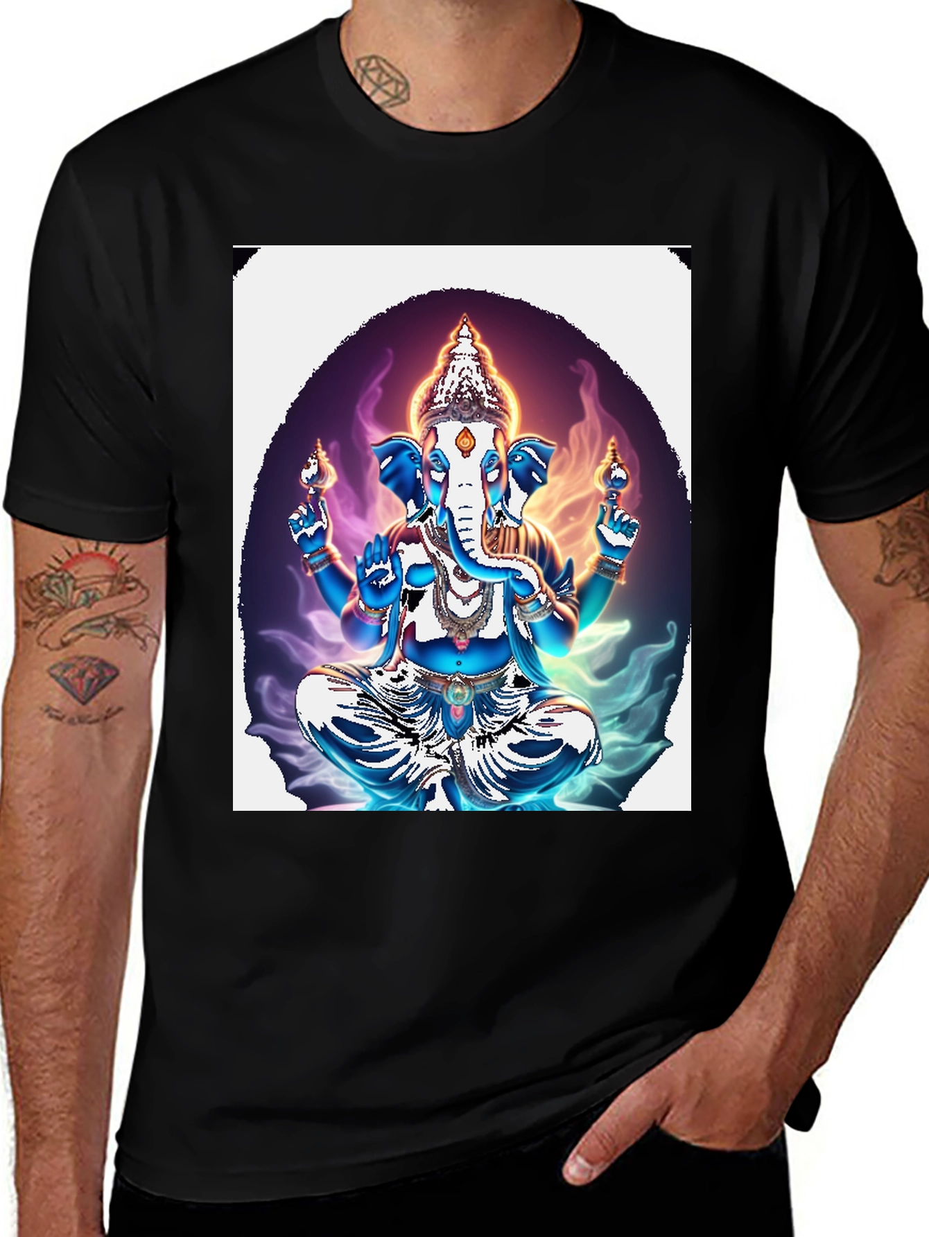 Ganesh Graphic Print Black T-Shirt