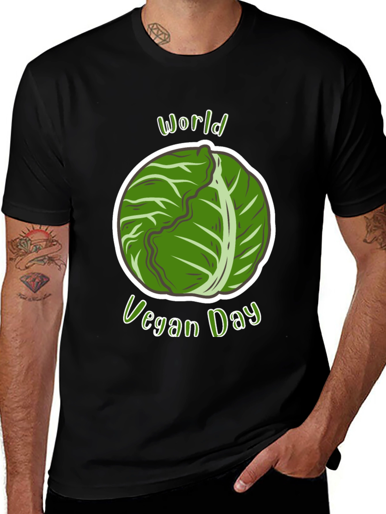 Variant 8 of World Vegan Day T-Shirt - Cabbage Design