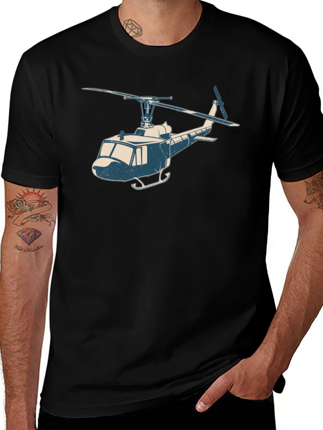 Variant 14 of Helicopter Graphic T-Shirt - Vintage Style