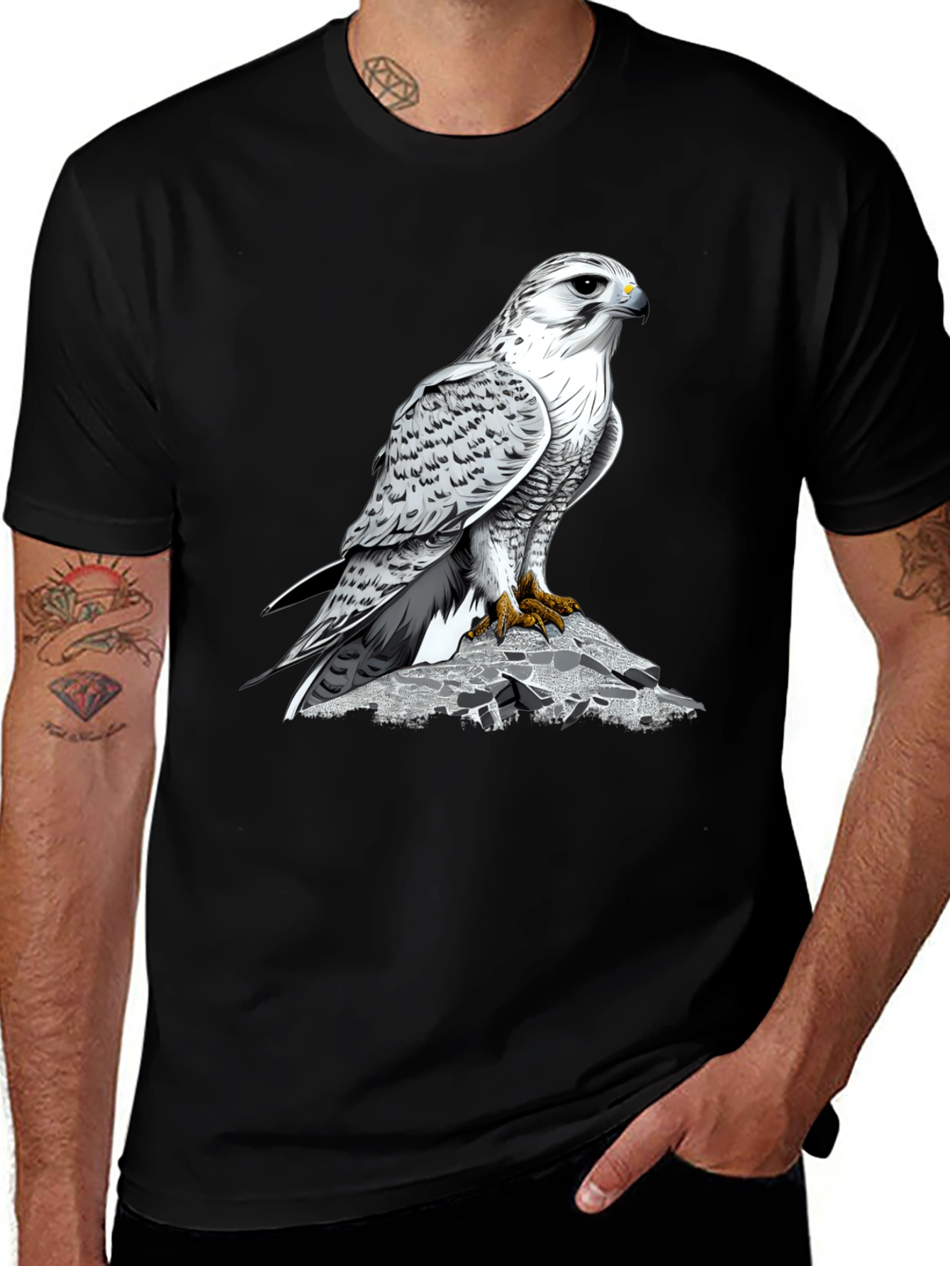 Variant 8 of Hawk Graphic Black T-Shirt - Stylish Bird Design