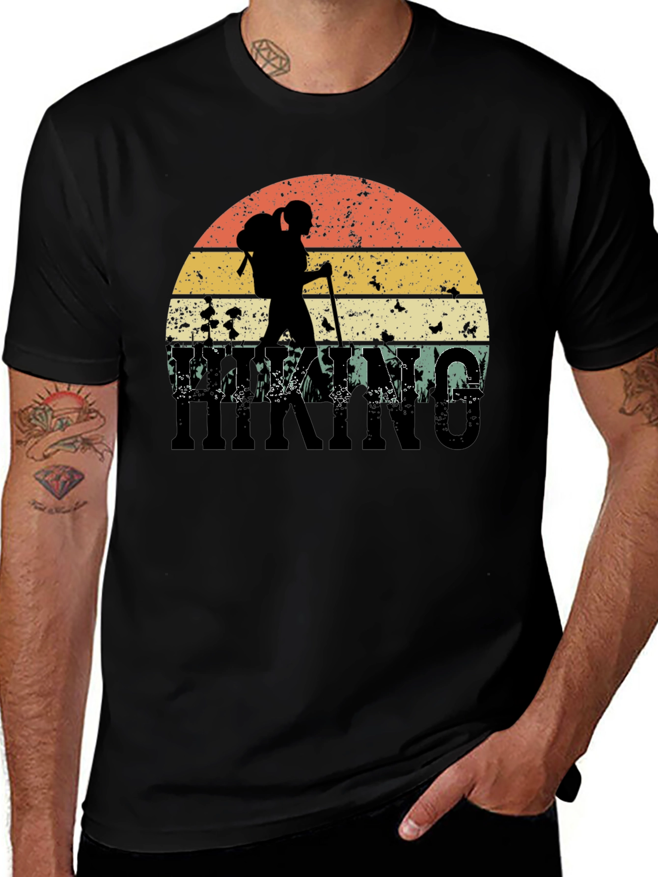Variant 5 of Hiking Adventure Tee - Vintage Sunset Design