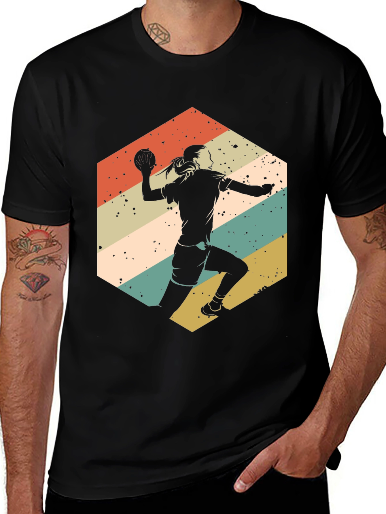Variant 19 of Handball Player Retro Graphic Tee