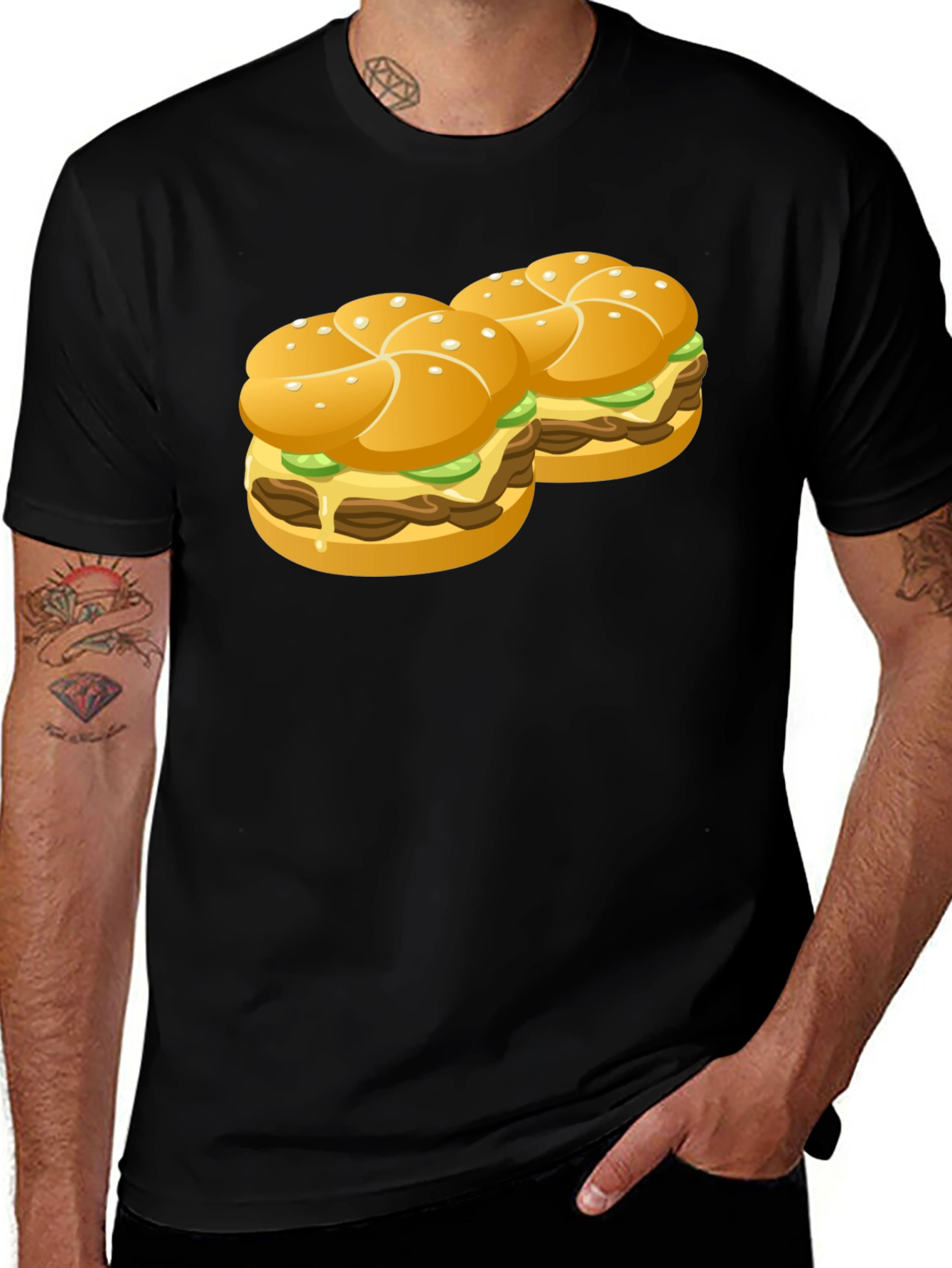 Variant 7 of Burger Graphic Black T-Shirt