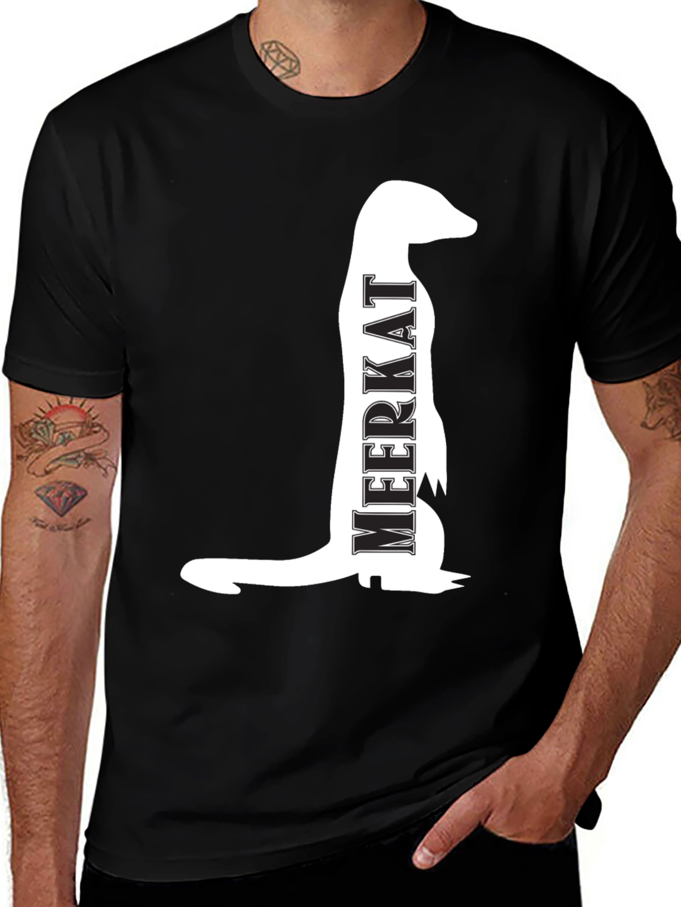 Variant 18 of Meerkat Graphic Print Men's Black T-Shirt