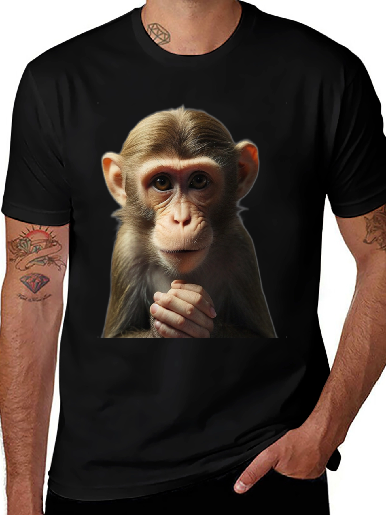 Variant 14 of Monkey Face Black T-Shirt