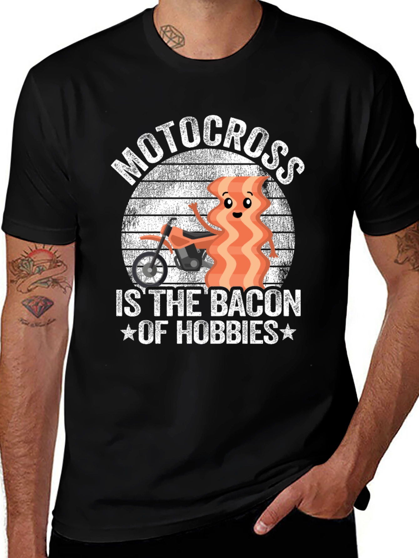 Variant 28 of Motocross Bacon Hobbies Black Graphic Tee